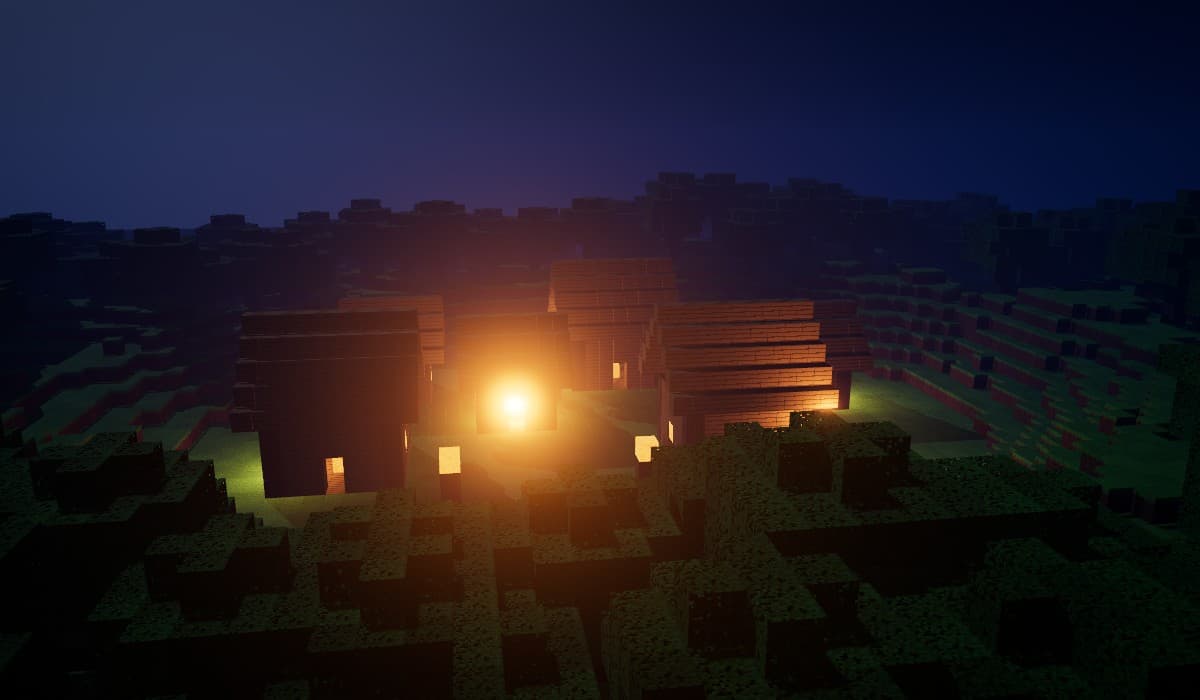 Lights of a village at night